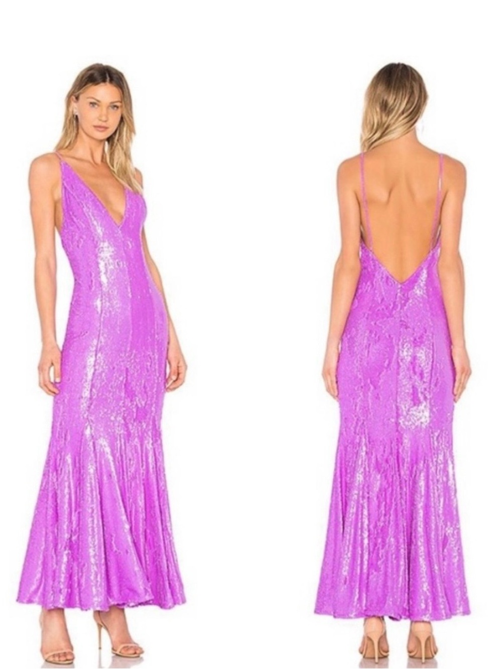 X BY NBD NEW sequined Chiquitita Gown In maxi Lavender Size Small Revolve
